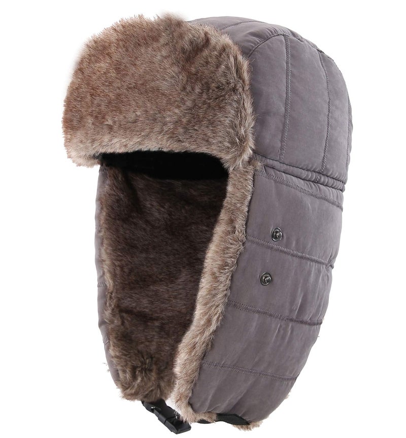 Connectyle Trooper Trapper Hat with Mask Warm Winter Hats for Men Women Ear Flaps Hunting Hat Grey - Image 2